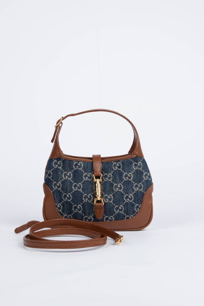 RARE Gucci Mini Denim GG Monogram Jackie Bag