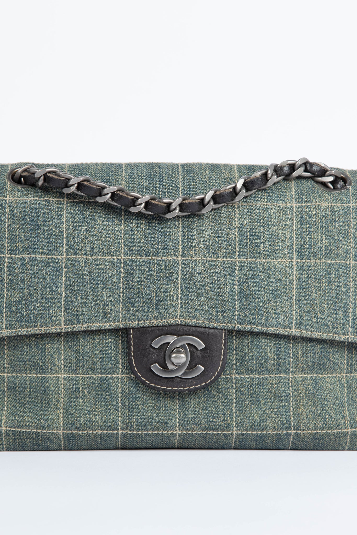 Vintage Chanel Washed Denim Single Flap Shoulder Bag