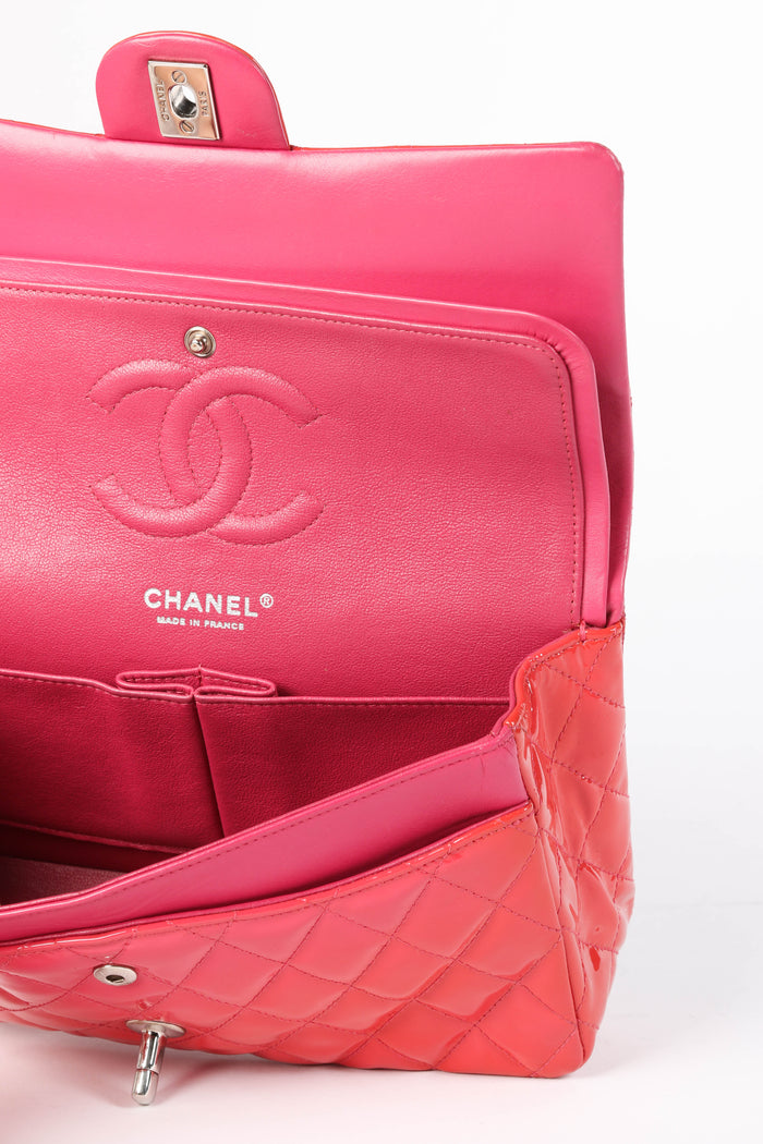 2010s Chanel Pink Patent Leather Medium Double Flap Shoulder Bag