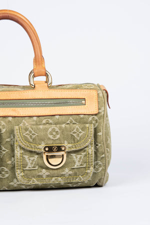 Vintage Louis Vuitton Green Denim Neo Speedy Bag