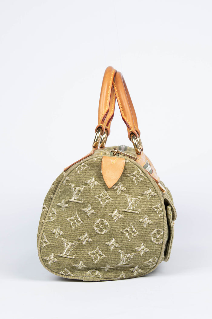 Vintage Louis Vuitton Green Denim Neo Speedy Bag