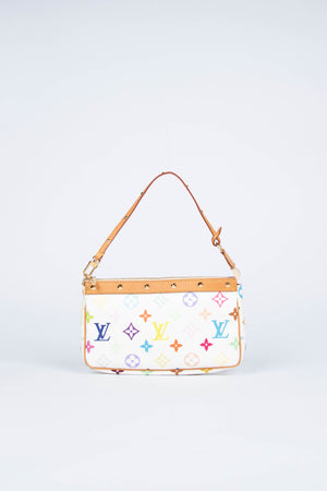 2000s Louis Vuitton x Takashi Murakami White Multicolour Pochette Accessoires