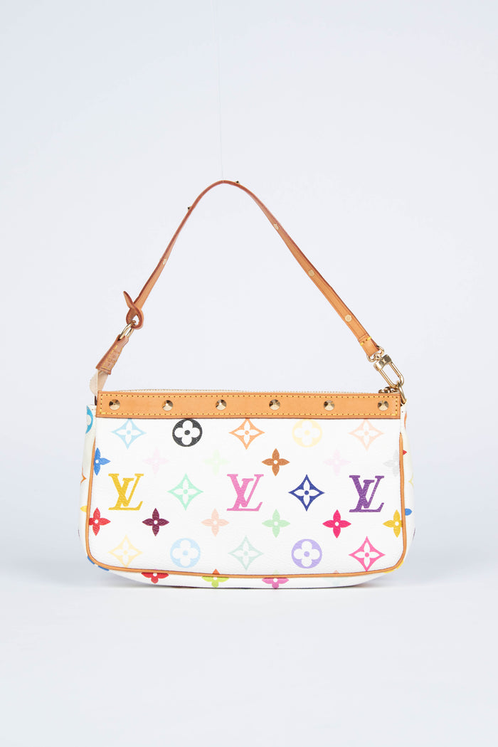 2000s Louis Vuitton x Takashi Murakami White Multicolour Pochette Accessoires