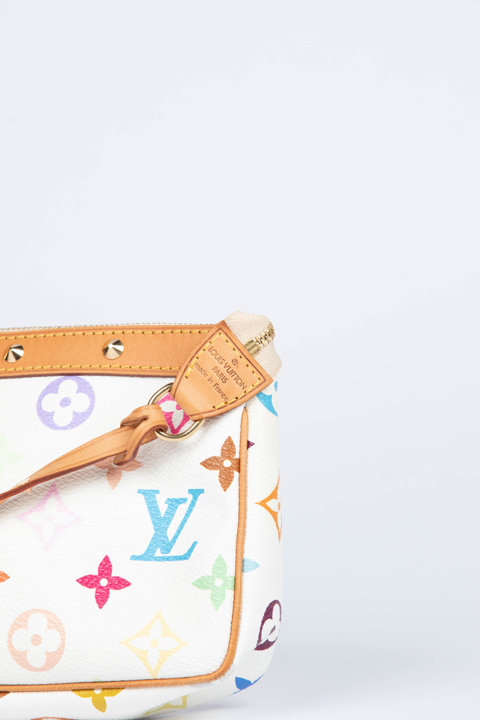 2000s Louis Vuitton x Takashi Murakami White Multicolour Pochette Accessoires