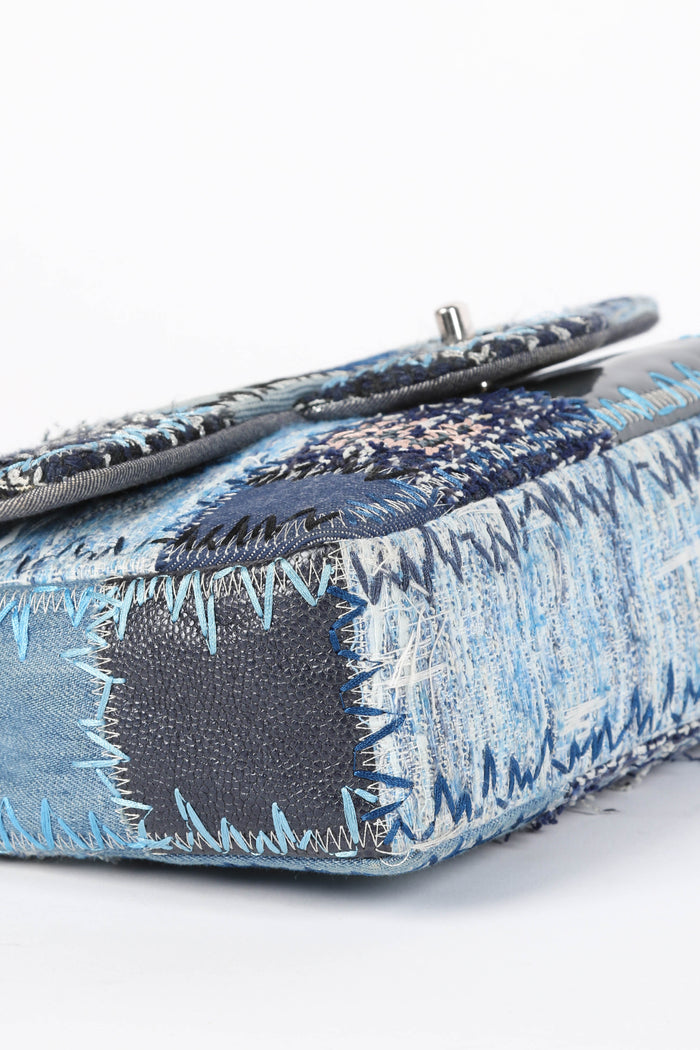 RARE 2010s Chanel Denim Patchwork Medium Flap Shoulder Bag