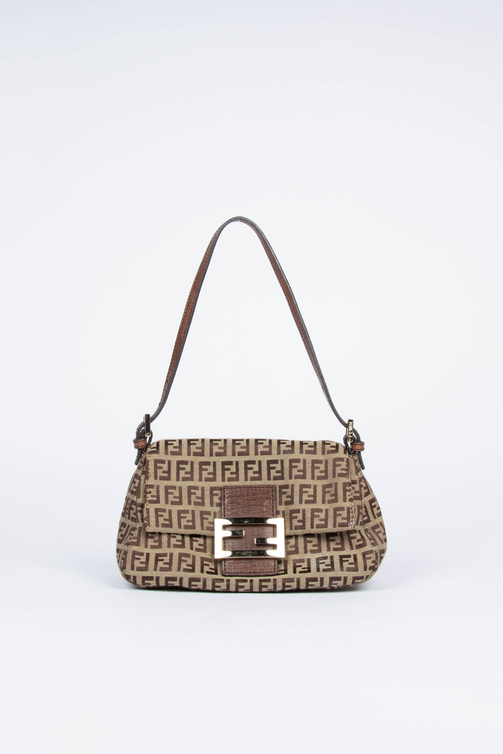 Vintage Fendi Brown Zucchino Shoulder Bag