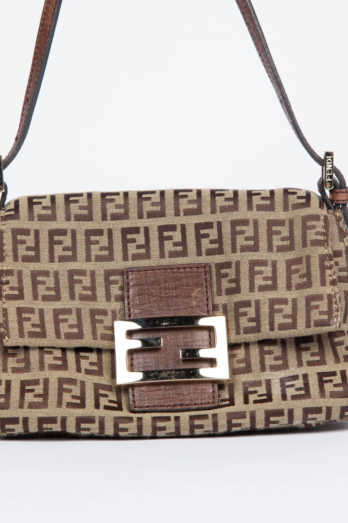 Vintage Fendi Brown Zucchino Shoulder Bag