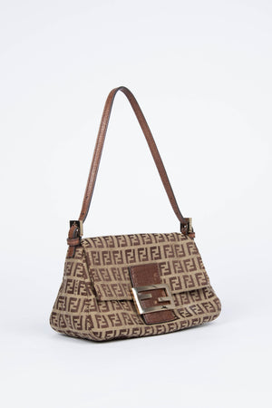 Vintage Fendi Brown Zucchino Shoulder Bag