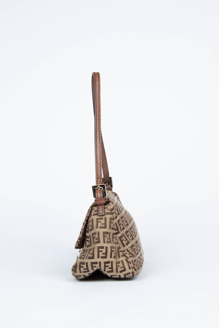 Vintage Fendi Brown Zucchino Shoulder Bag