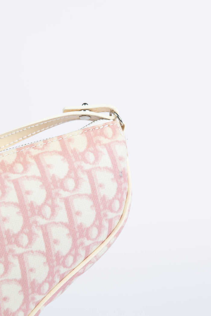 2000s Christian Dior Pink Monogram Trotter Saddle Bag