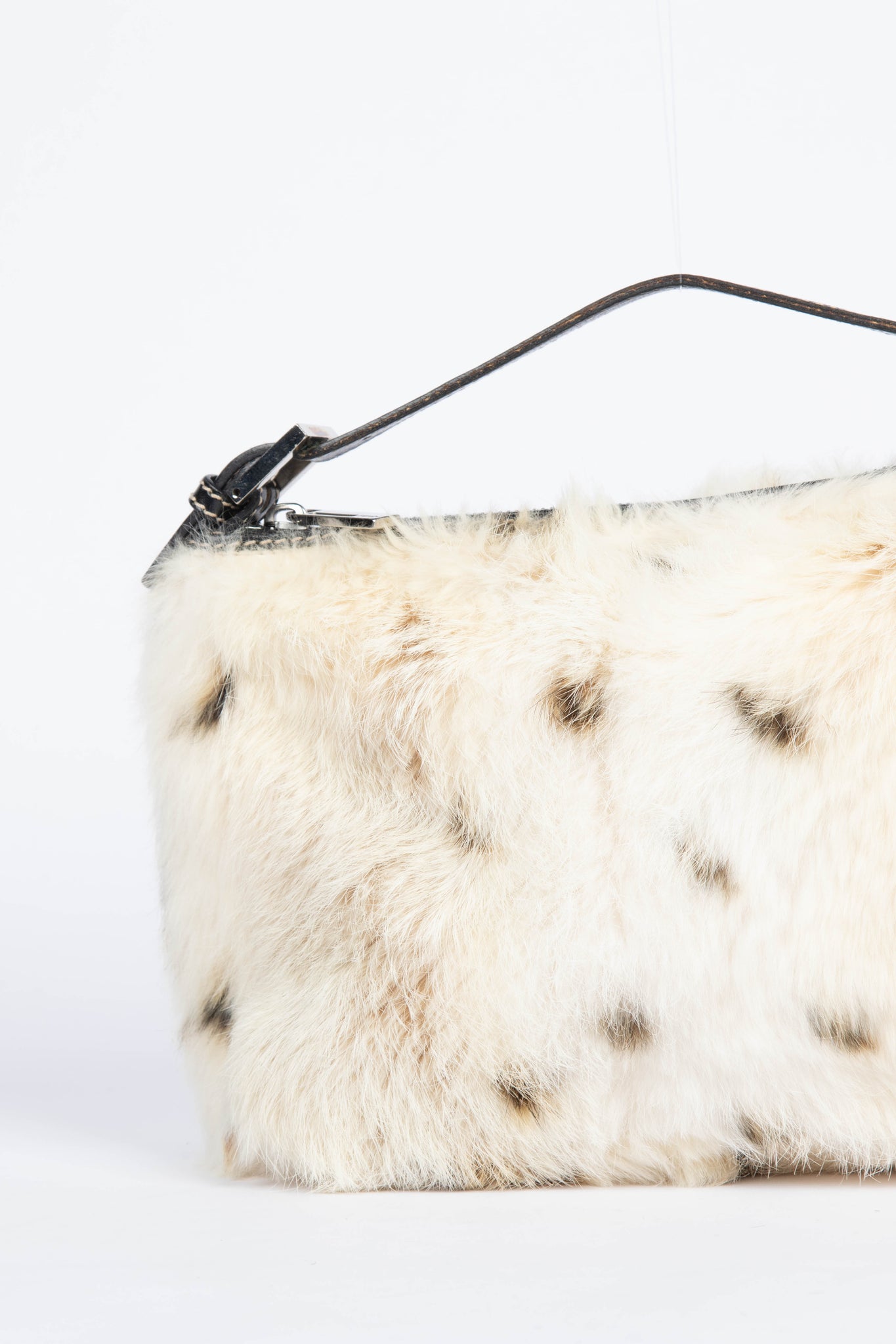 RARE Vintage Fendi White Fur Top Handle Bag