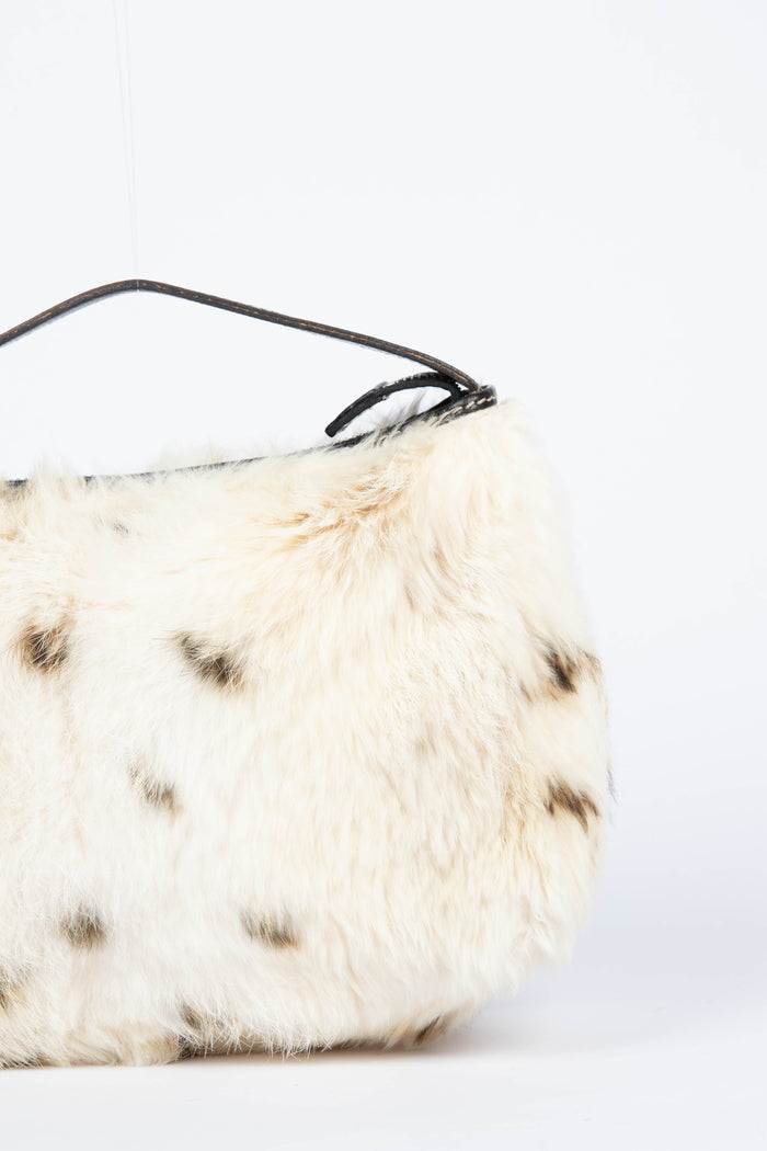 RARE Vintage Fendi White Fur Top Handle Bag