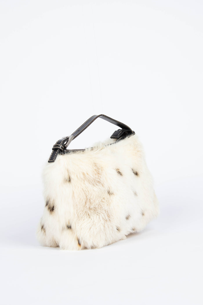 RARE Vintage Fendi White Fur Top Handle Bag