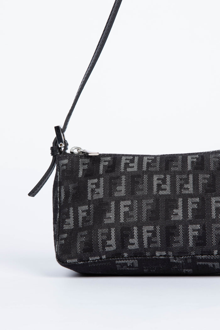 2000s Fendi Black Zucchino Shoulder Bag