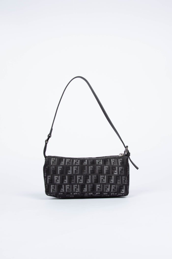 2000s Fendi Black Zucchino Shoulder Bag