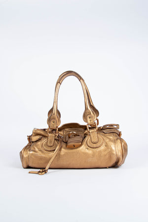 2000s Chloe Gold Leather Paddington Shoulder Bag