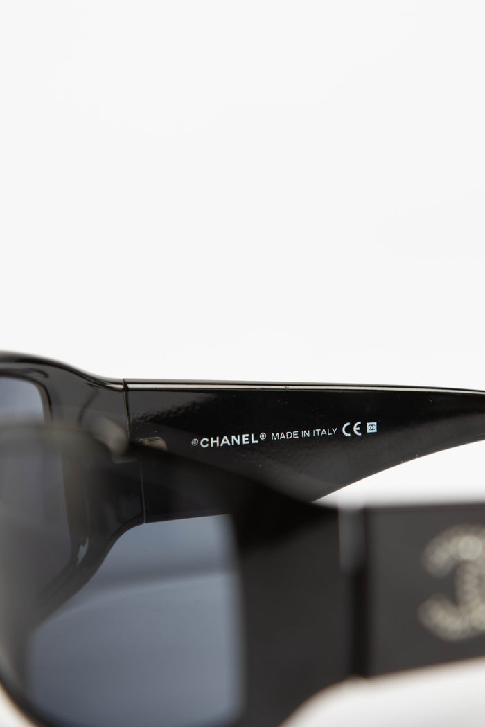 Y2K Chanel Black Diamante Sunglasses