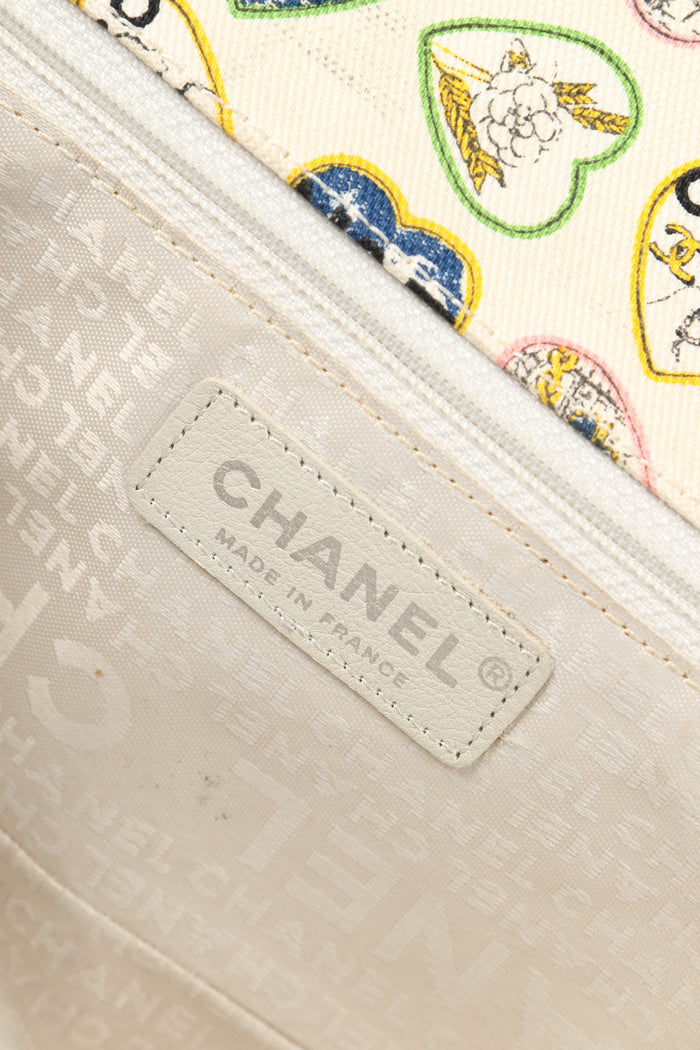 RARE Chanel Valentines Canvas Single Flap Bag