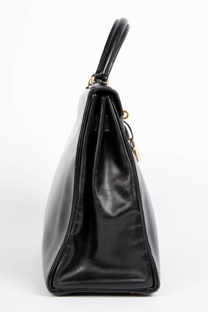 1991 Hermès Kelly 32cm in Black Box Calf Leather with GHW