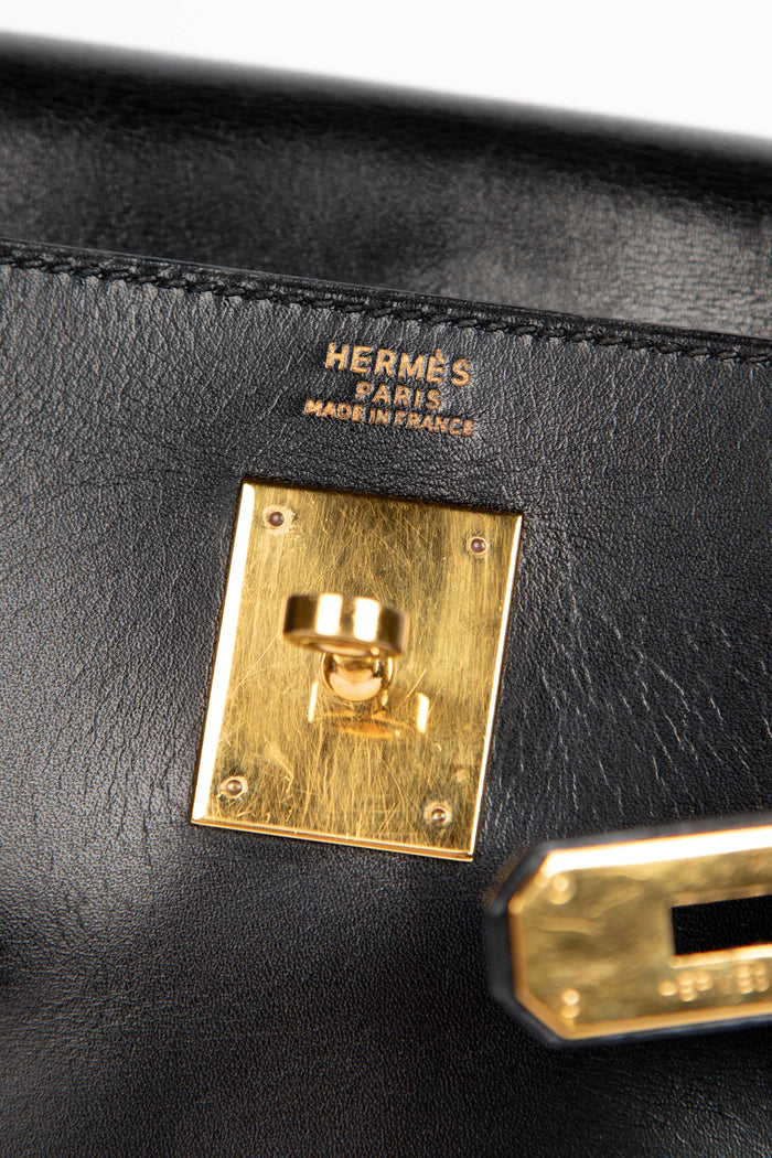 1991 Hermès Kelly 32cm in Black Box Calf Leather with GHW