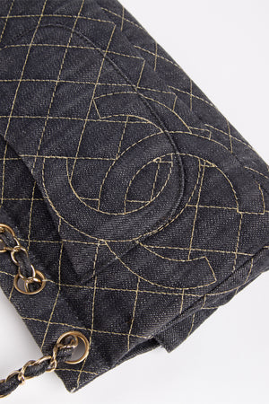 2000s Chanel Denim Quilted Single Flap Bag