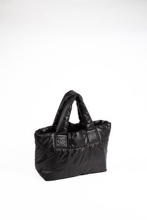 2010s Chanel Nylon Puffer Black Tote Bag