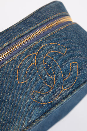 Vintage Chanel Small Denim Vanity Case