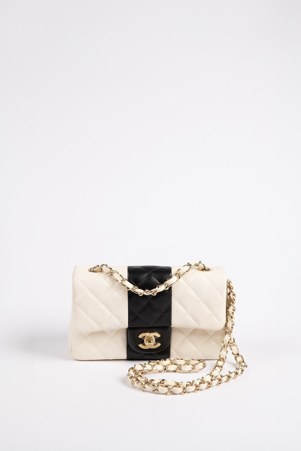 RARE Chanel Bi-Colour Lambskin Mini Rectangular Flap Bag