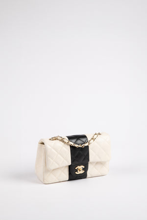 RARE Chanel Bi-Colour Lambskin Mini Rectangular Flap Bag