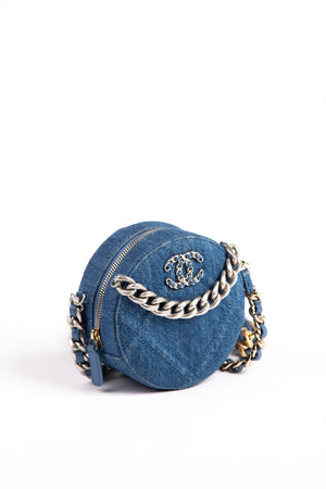 RARE Chanel 2021 Denim Round 19 Cross Body Bag