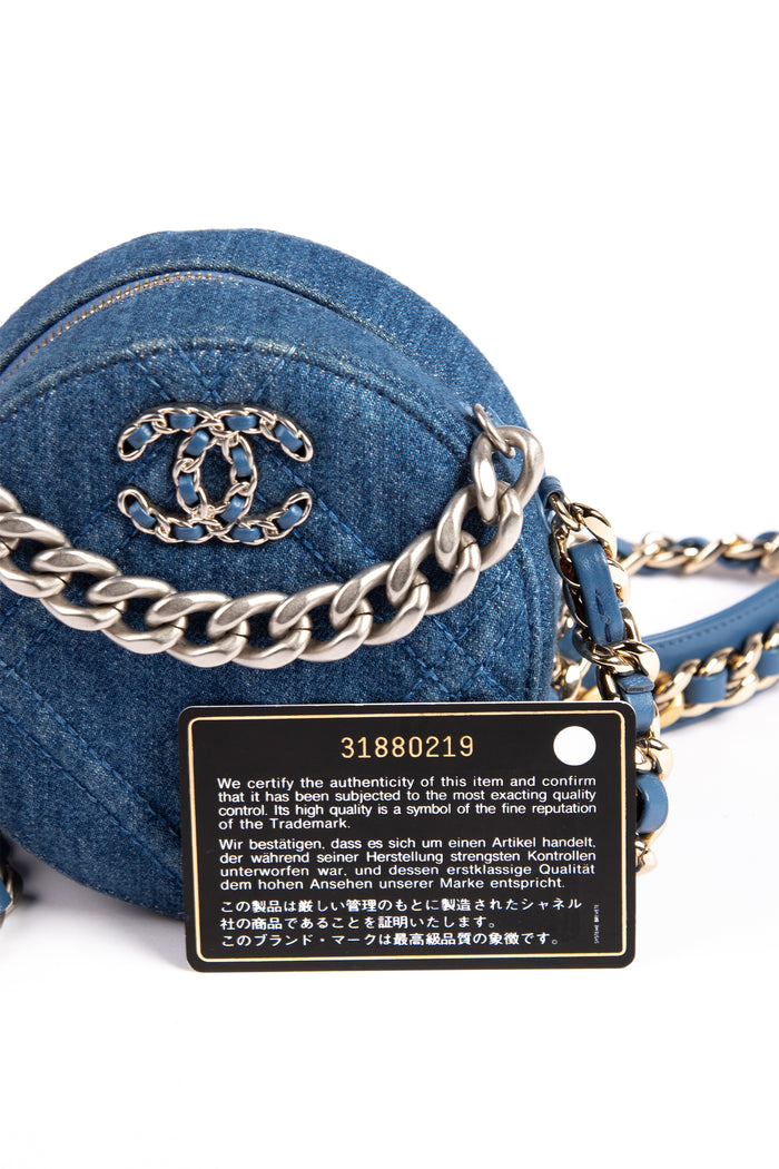 RARE Chanel 2021 Denim Round 19 Cross Body Bag