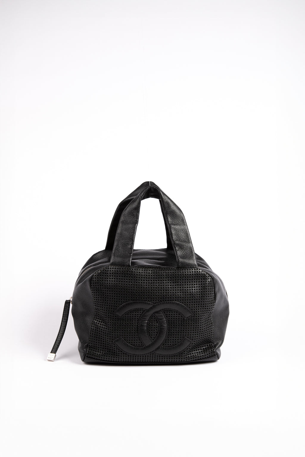 Vintage Chanel Black Caviar Leather Small Bowling Bag