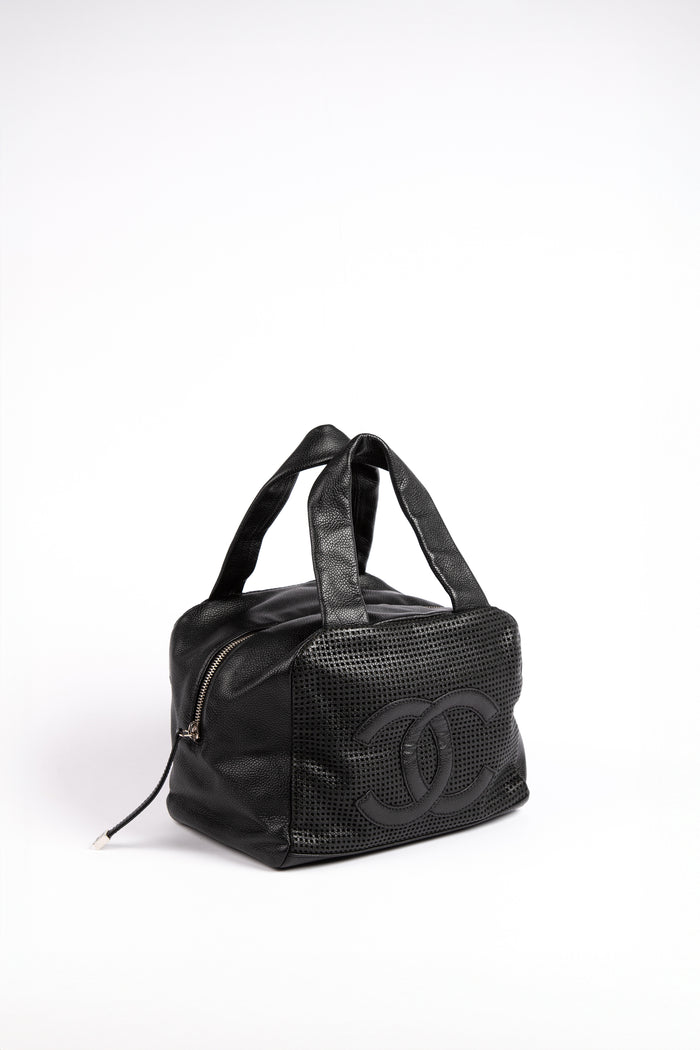 Vintage Chanel Black Caviar Leather Small Bowling Bag