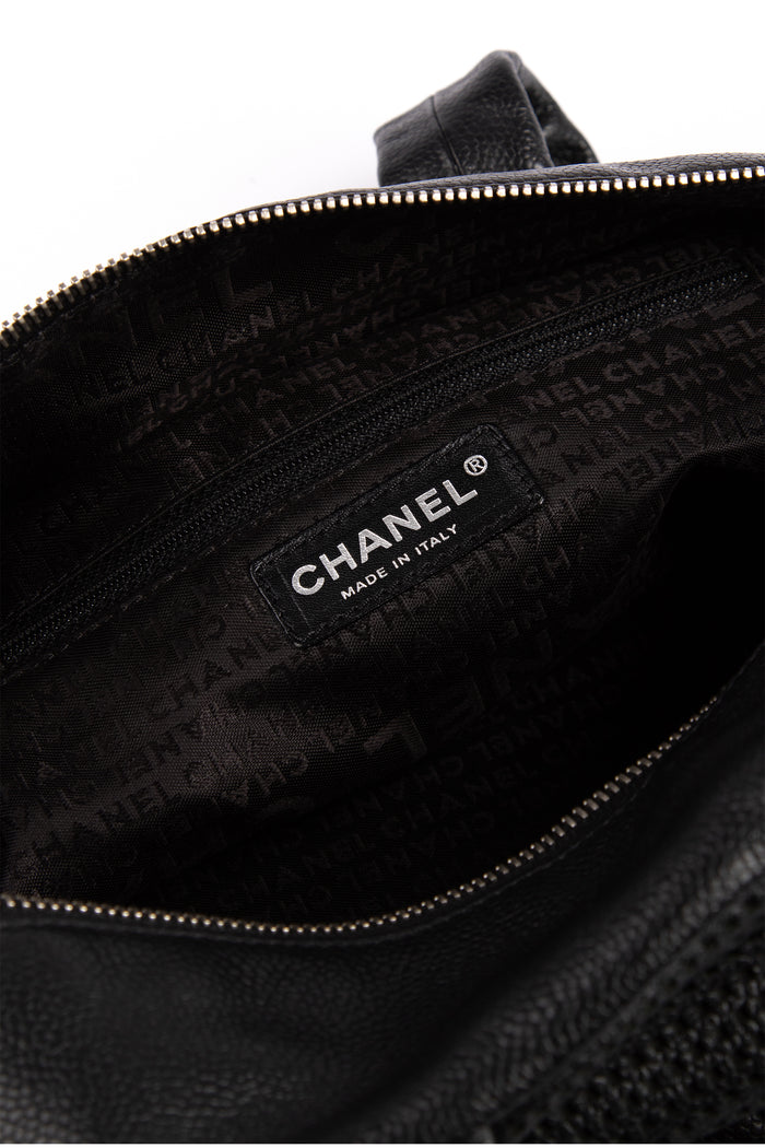 Vintage Chanel Black Caviar Leather Small Bowling Bag