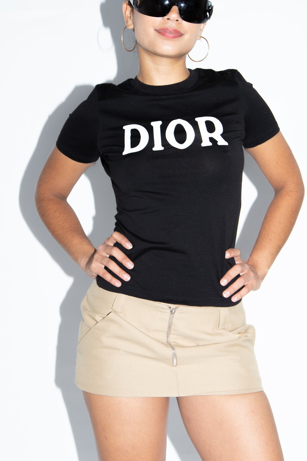 2000s Christian Dior "Dior" Black T-shirt (UK 8)