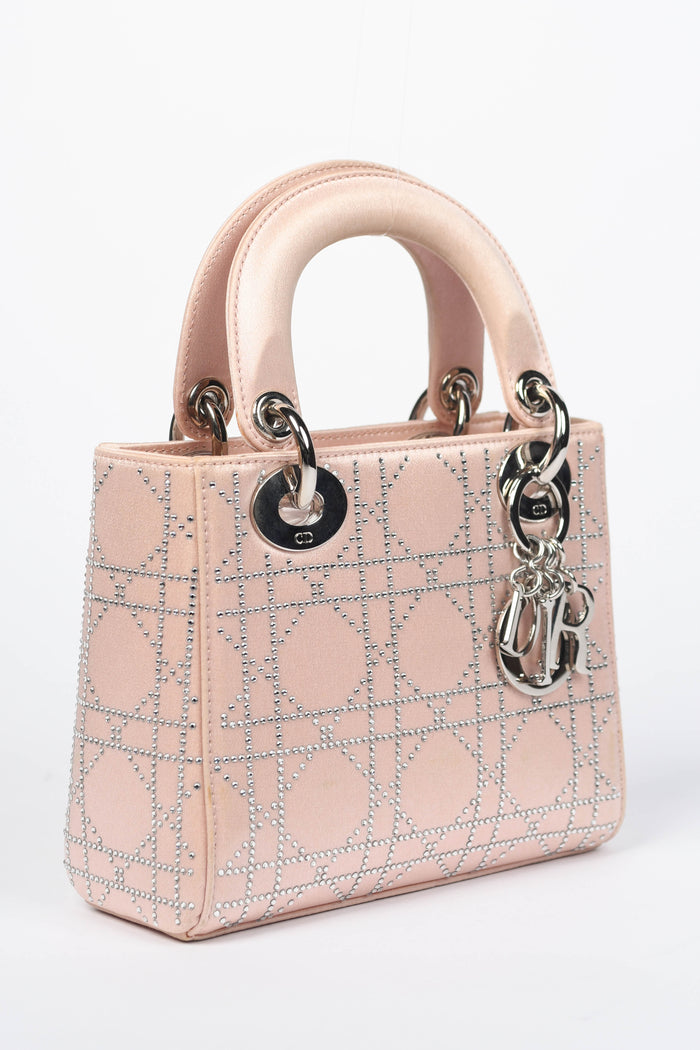 RARE Christian Dior Pink Crystal Embellished Mini Lady Dior