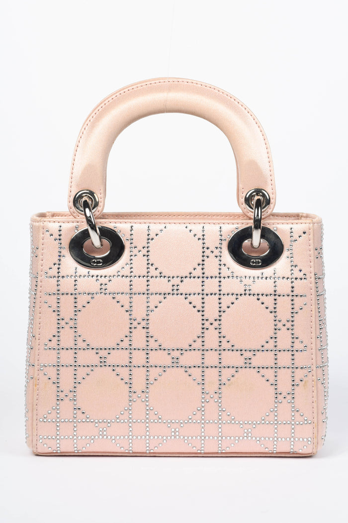 RARE Christian Dior Pink Crystal Embellished Mini Lady Dior