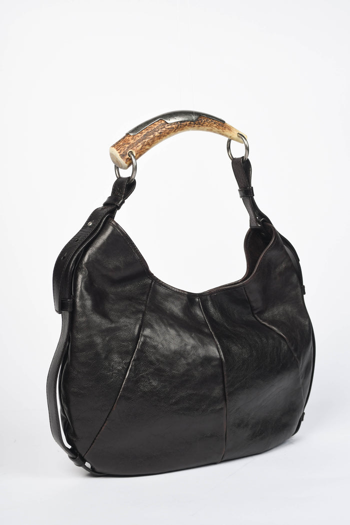 Vintage Yves Saint Laurent Brown Leather Mombasa Shoulder Bag