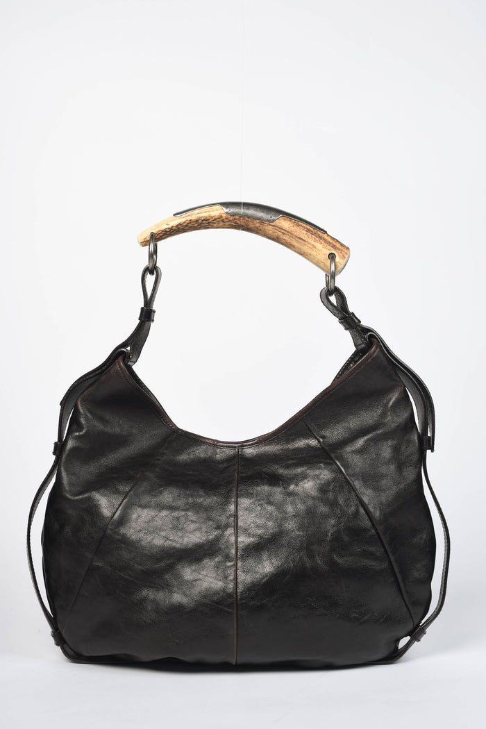 Vintage Yves Saint Laurent Brown Leather Mombasa Shoulder Bag