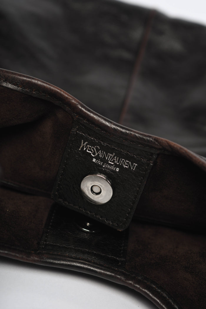 Vintage Yves Saint Laurent Brown Leather Mombasa Shoulder Bag