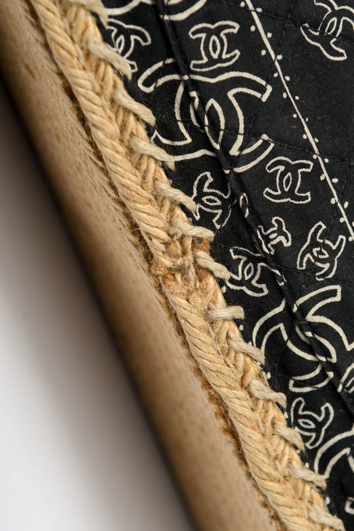 90s Chanel Black Bandana Canvas Large Single Flap Shoulder Bag