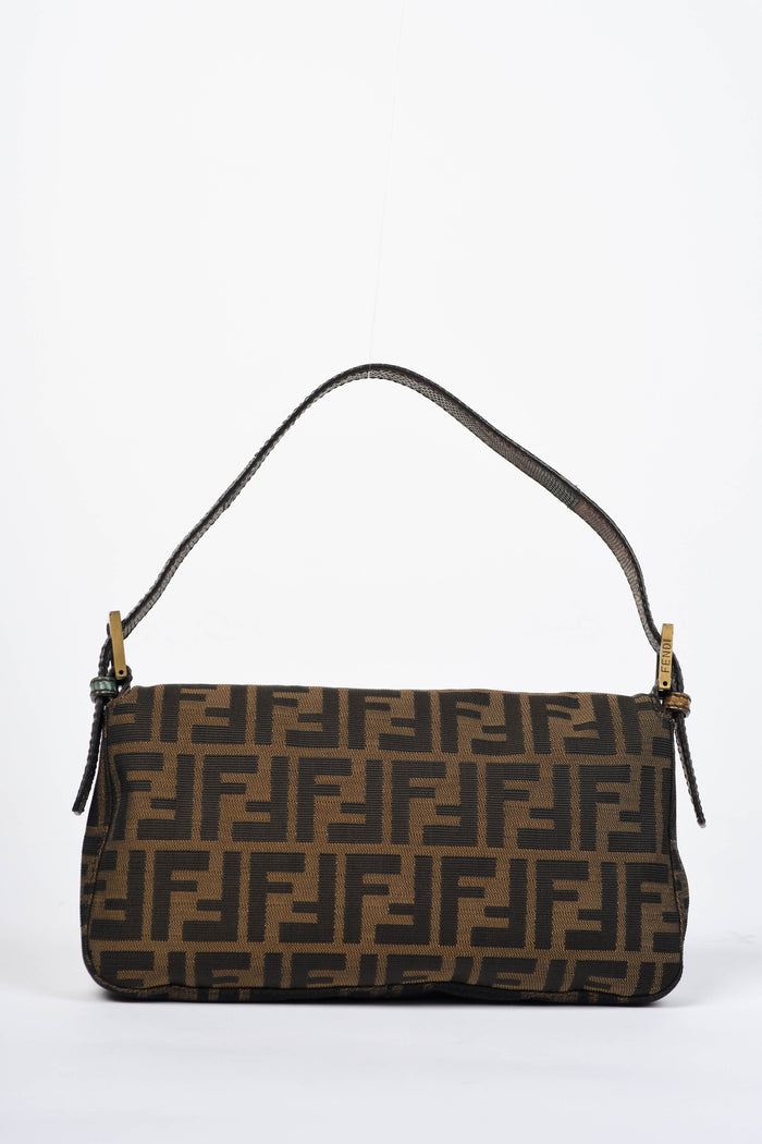 RARE Vintage Fendi Zucca Leopard Print Baguette Shoulder Bag