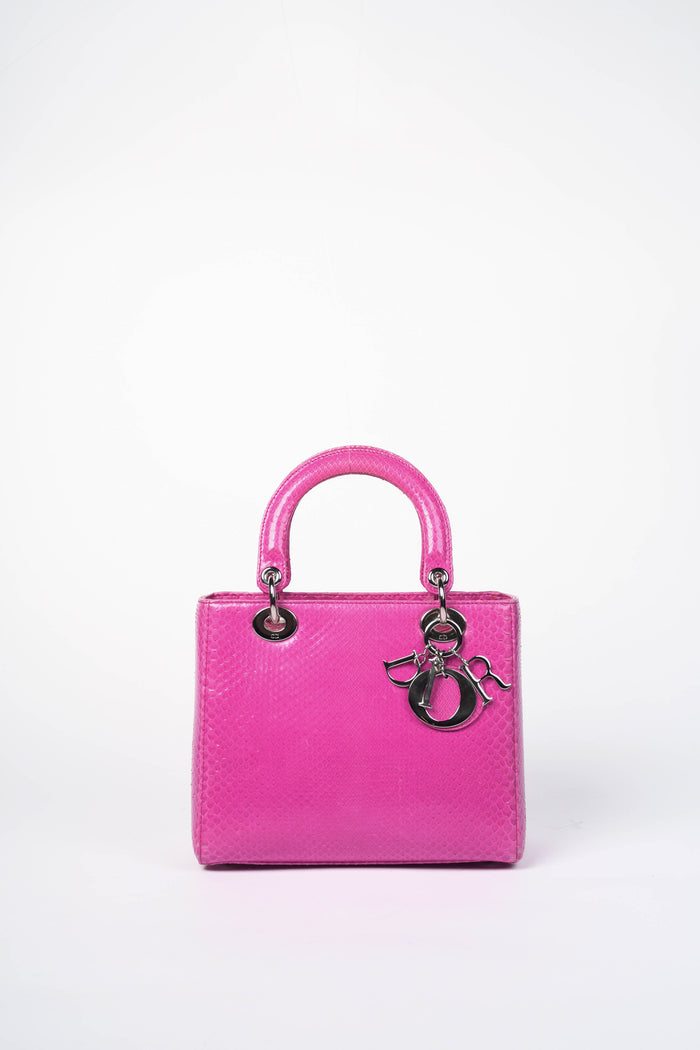 2012 Christian Dior Pink Snakeskin Medium Lady Dior
