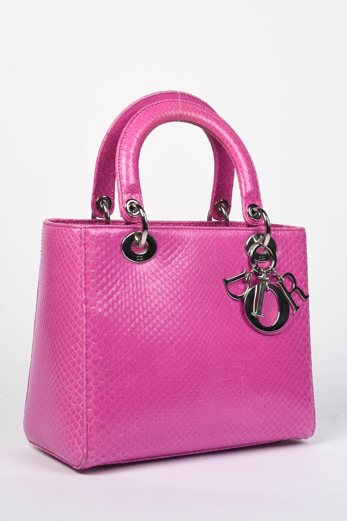 2012 Christian Dior Pink Snakeskin Medium Lady Dior