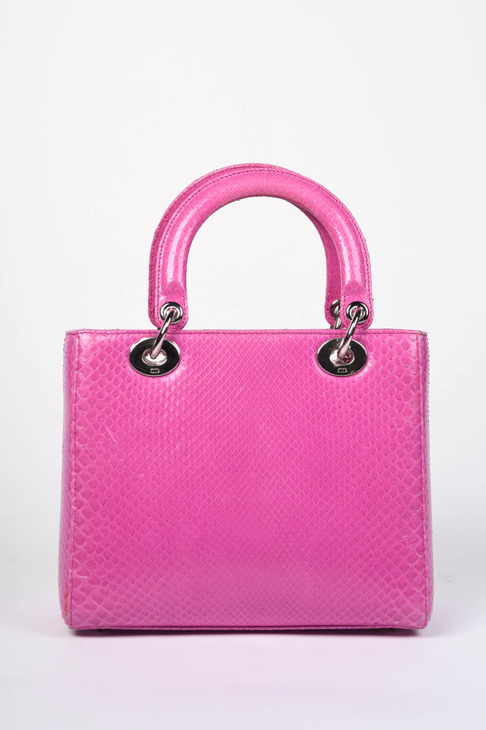 2012 Christian Dior Pink Snakeskin Medium Lady Dior