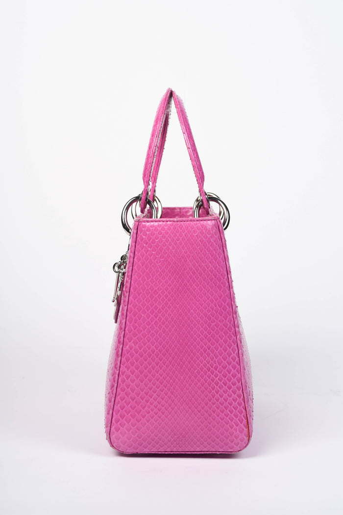 2012 Christian Dior Pink Snakeskin Medium Lady Dior