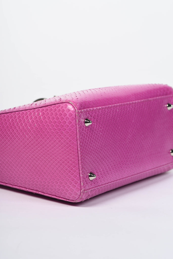 2012 Christian Dior Pink Snakeskin Medium Lady Dior