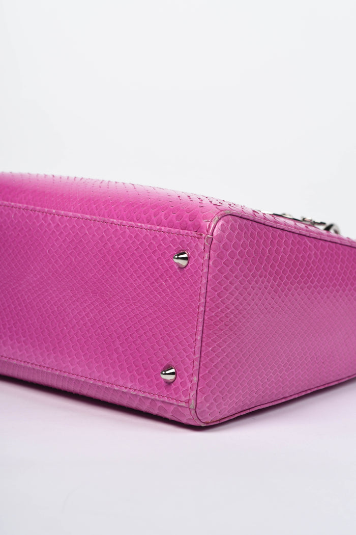 2012 Christian Dior Pink Snakeskin Medium Lady Dior