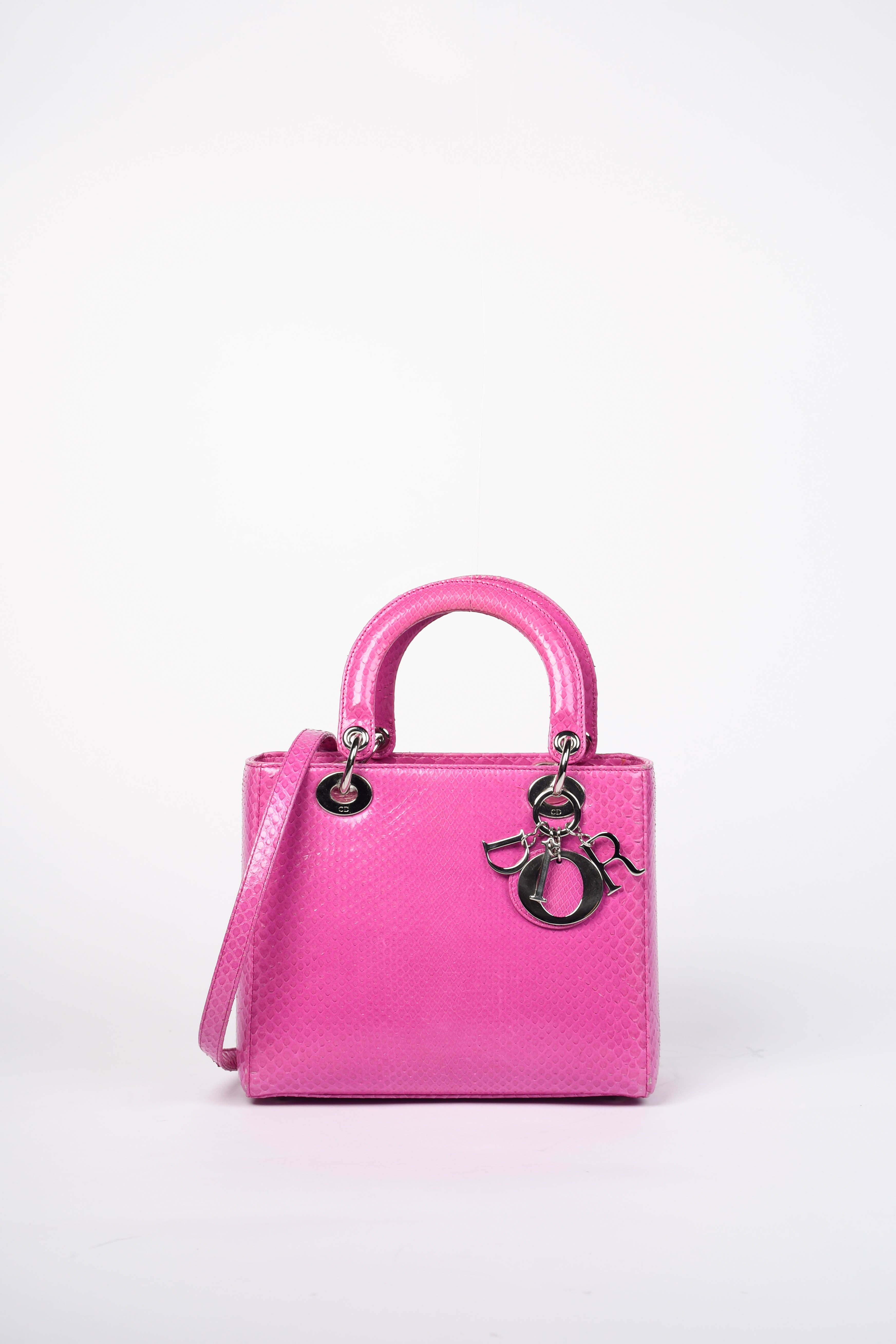 2012 Christian Dior Pink Snakeskin Medium Lady Dior – Break Archive