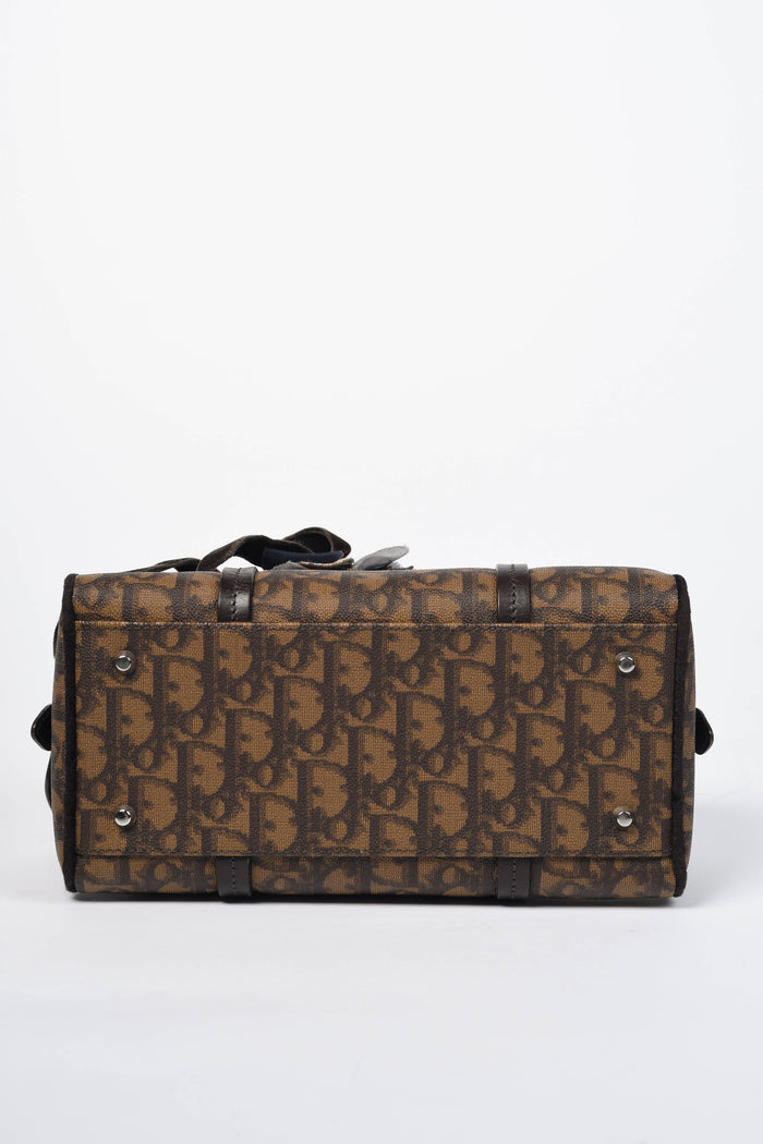 2000s Christian Dior Brown Romantiqué Monogram Barrel Shoulder Bag